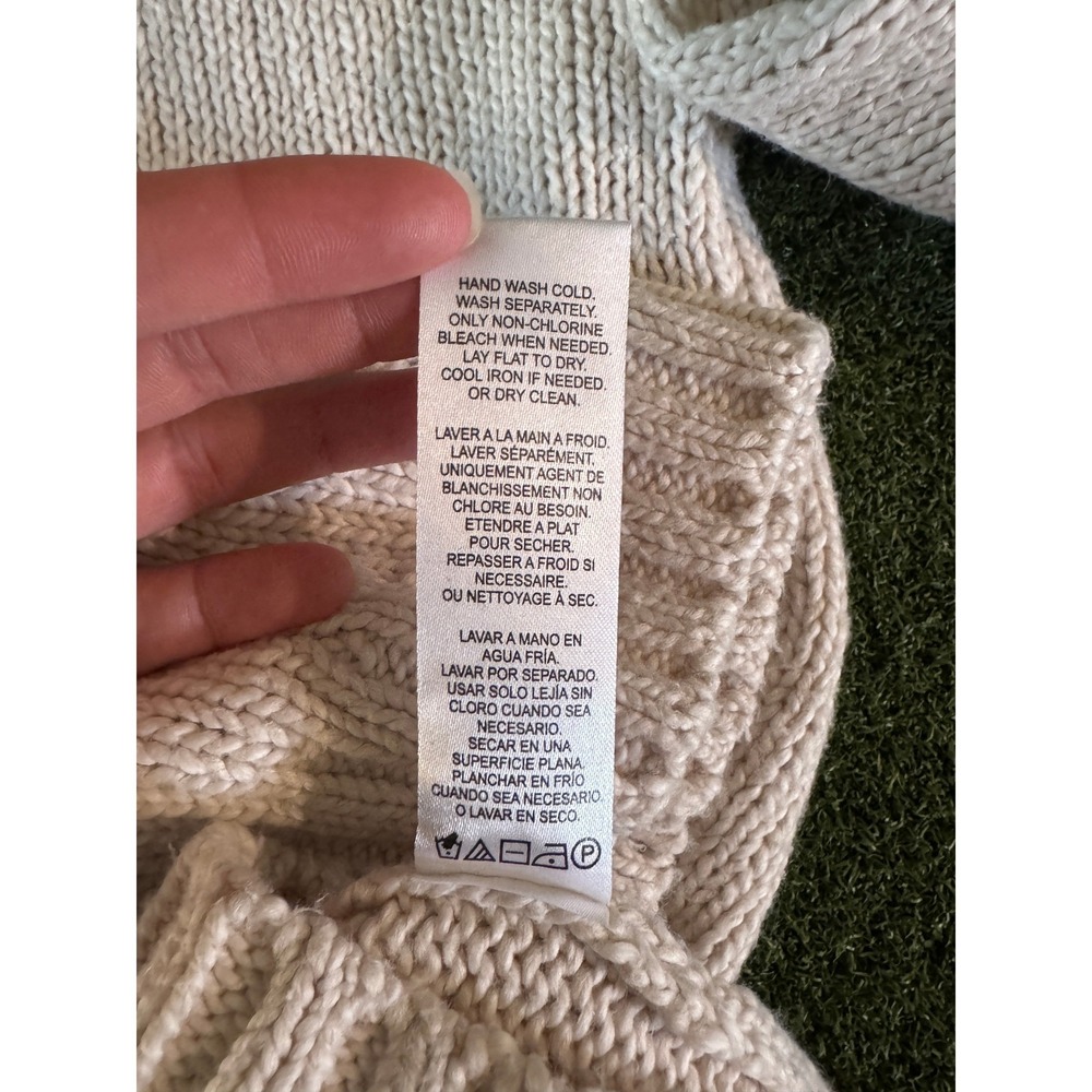 Splendid Star Knit Sweater Womens Small Cream Gray Cotton Chunky Pullover - Picture 8 of 11
